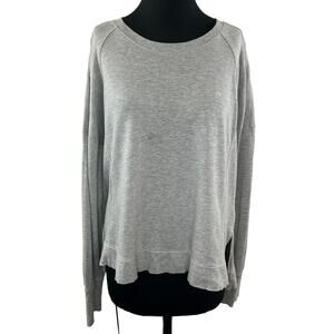 Sweaty Betty Gray Sweater Round Neck Long Sleeve Side Slit Size X-Large XL
